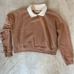 Hippie Rose juniors crop collared sweatshirt